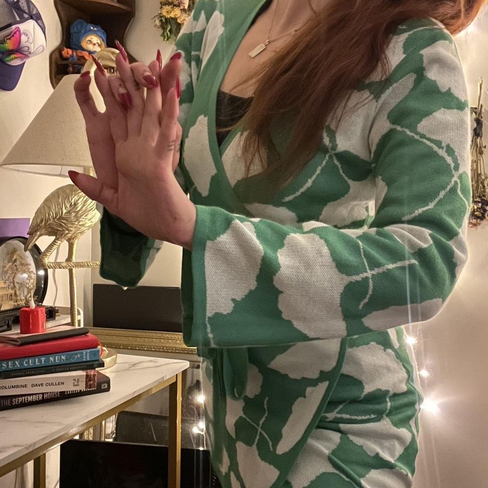 Diane Von Furstenburg X Target Knit Ginkgo Leaf Wrap Tunic Top - Picture 5 of 6